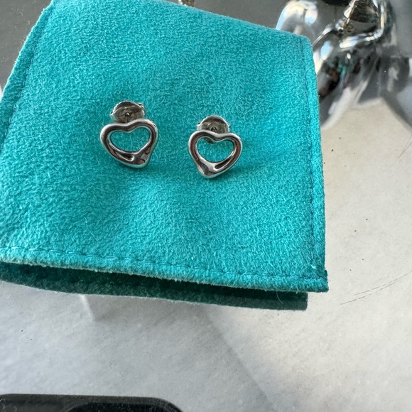 TIFFANY PERETTI HEART NECKLACE EARRINGS SET SILVER WITH PINK STONE MADE SPAIN - Picture 2 of 12